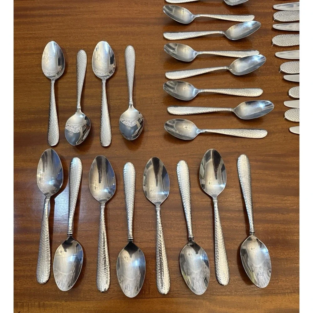 58-Piece Hammered Stainless Steel Flatware Set – Towle Logan + Unbranded MIx Lot